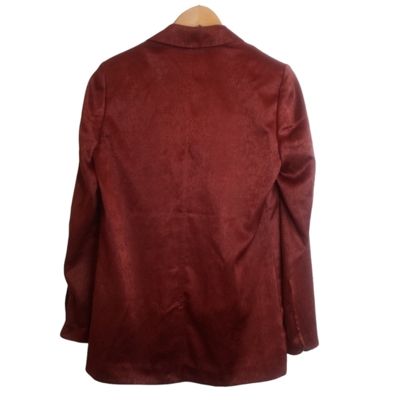 Free People Blazer Silky Satin Sheen Open Front Pockets - Picture 4 of 11